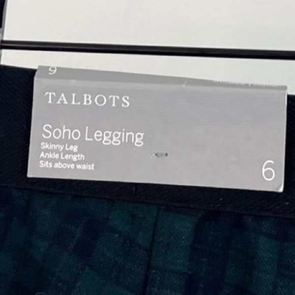 NWT Talbots Soho Pull On Leggings in Simple Plaid Blue/Green - Picture 7 of 8